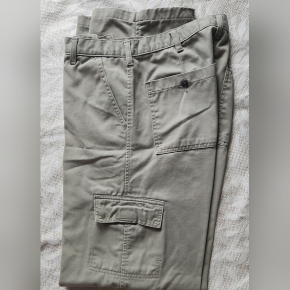 W36 Lee Dungarees Men's Carpenter Pants Size 34x36 Cotton Work Wear Khaki - Picture 1 of 11